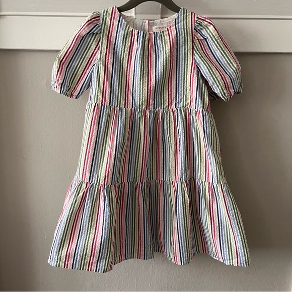 Crewcuts Girls' Puff-Sleeve Dress in Rainbow Seersucker - Size 5 🌈 - Picture 5 of 8